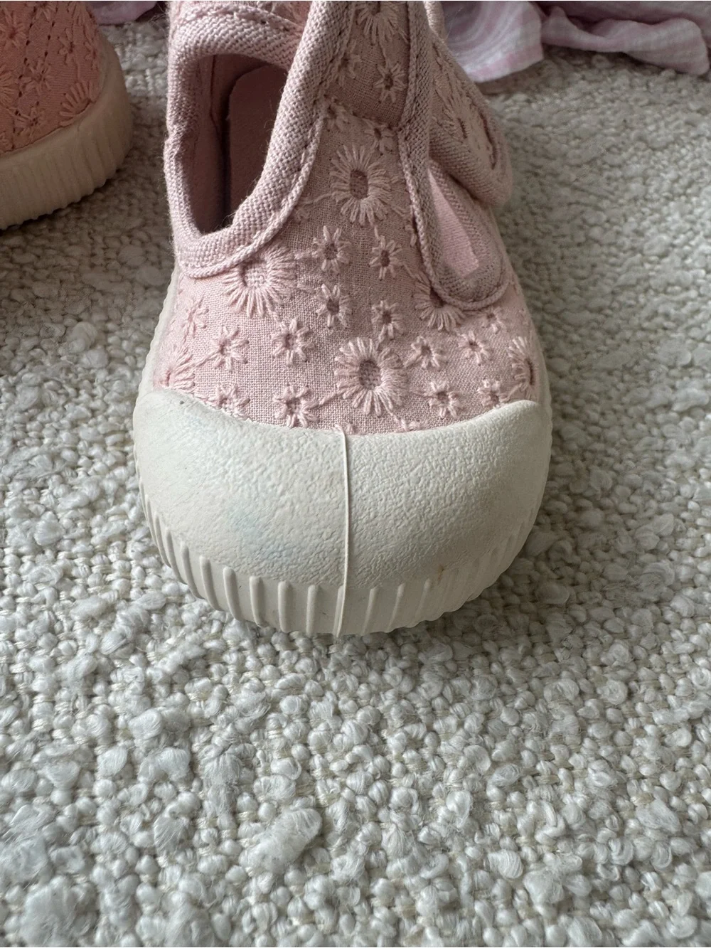 H&M Blush Pink Floral Hook-and-Loop Baby Shoes